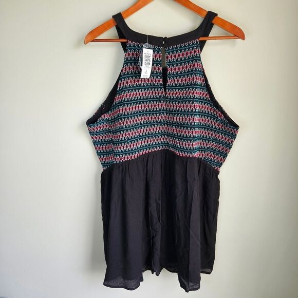 Torrid Black Smocked Babydoll Halter Top Women's 2X Dark Cottagecore Flattering - Picture 4 of 10